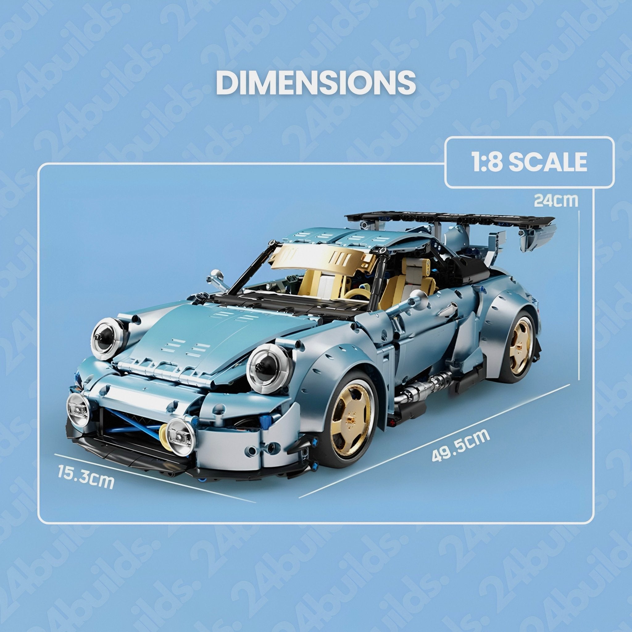 Baby Blue 911 (993) RWB | 2368pcs - BRICKS LAB