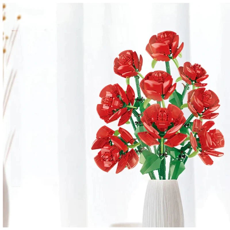 BOUQUET OF NINE RED ROSES | 568PCS - BRICKS LAB