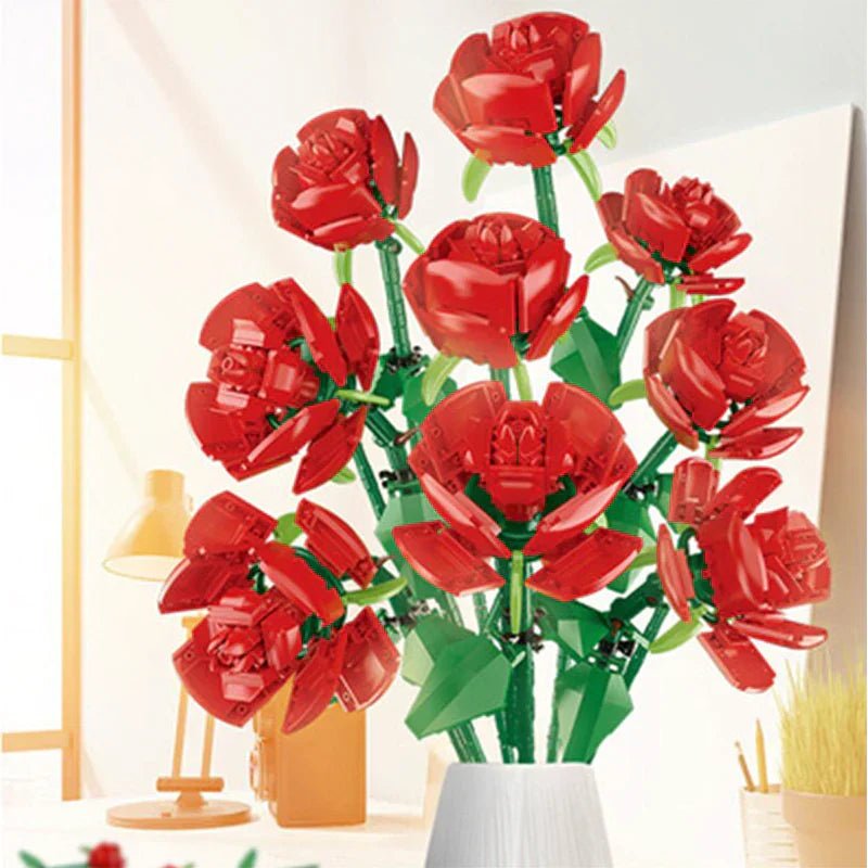 BOUQUET OF NINE RED ROSES | 568PCS - BRICKS LAB
