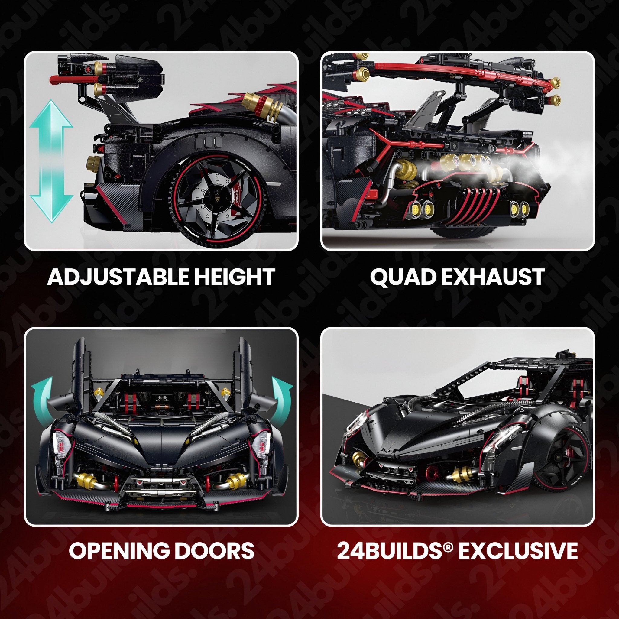 Limited Edition Obsidian V12 Supercar | 3910pcs - BRICKS LAB