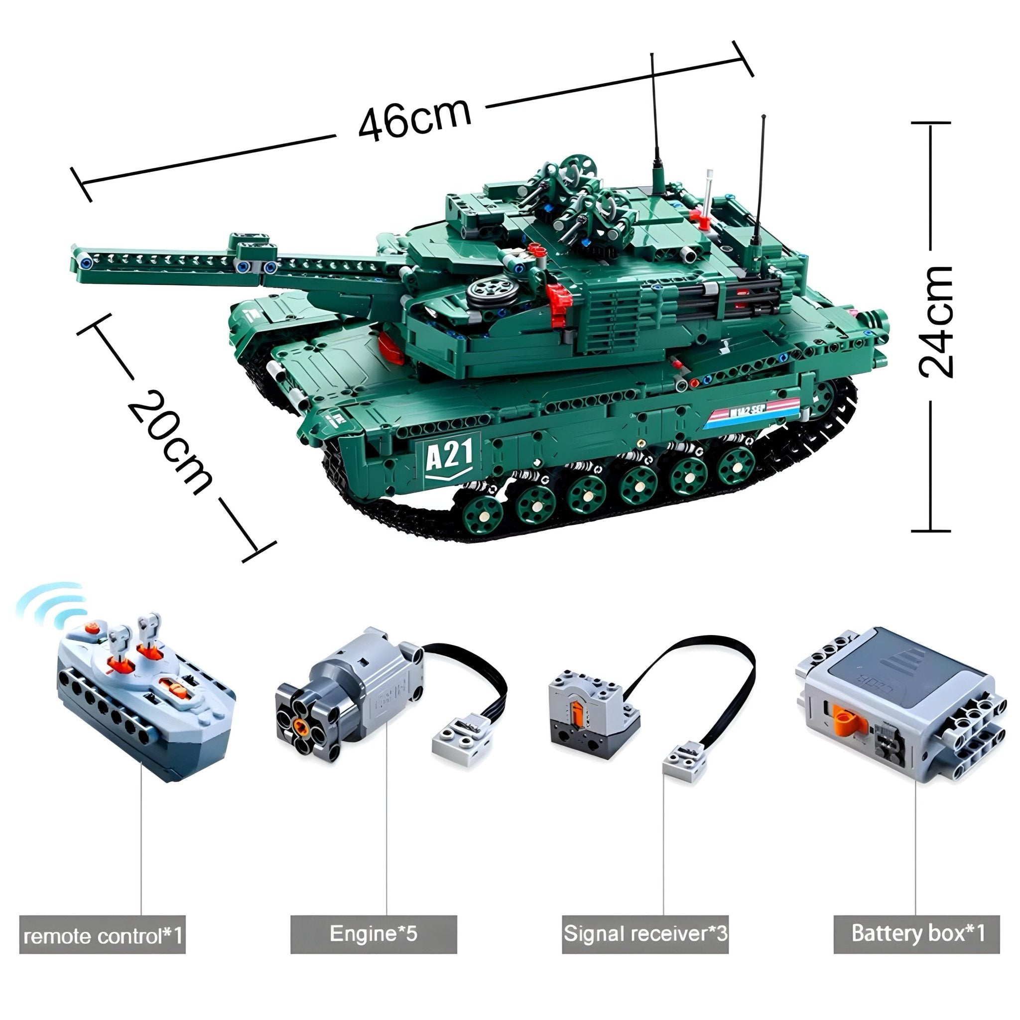 M1 - A2 REMOTE CONTROLLED TANK | 1500PCS - BRICKS LAB