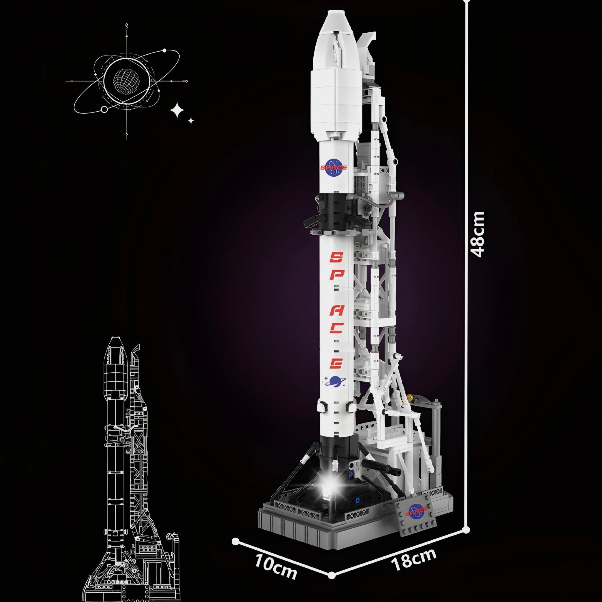MOON LANDING PROGRAM ROCKET X | 868PCS - BRICKS LAB