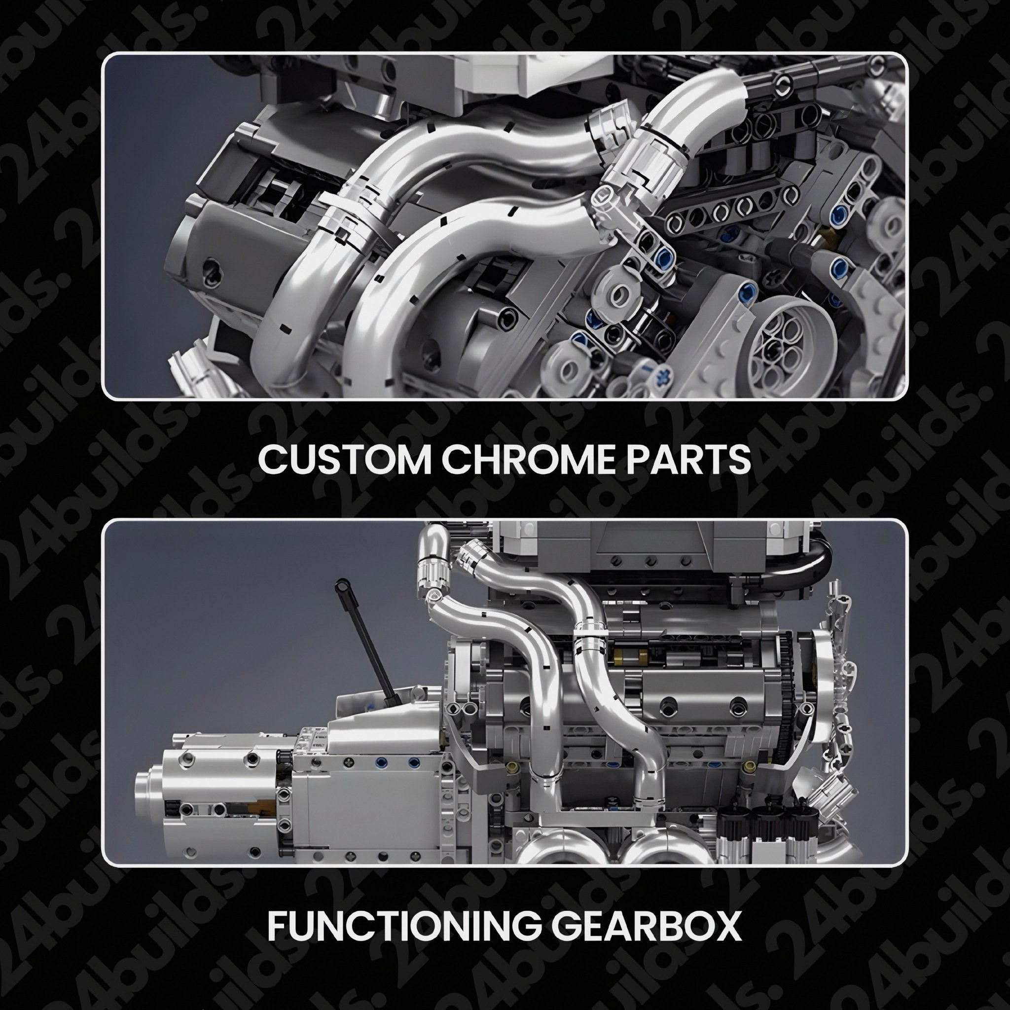 Motorised Hypercar W16 Engine & Gearbox | 2024pcs - BRICKS LAB