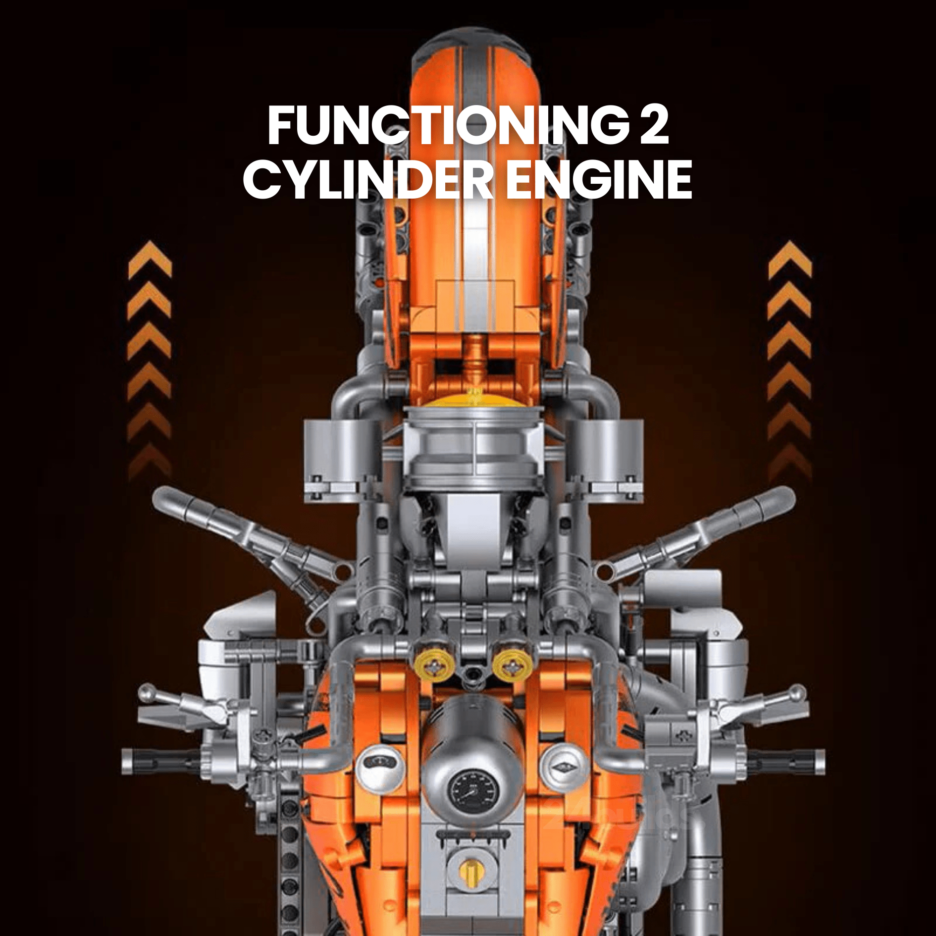 ORANGE FLAME HEAVY - DUTY MOTORBIKE | 2394PCS - BRICKS LAB