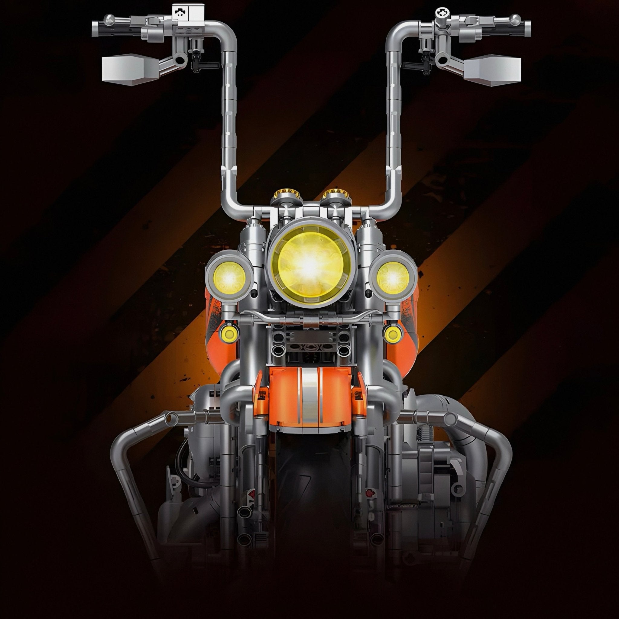 ORANGE FLAME HEAVY - DUTY MOTORBIKE | 2394PCS - BRICKS LAB