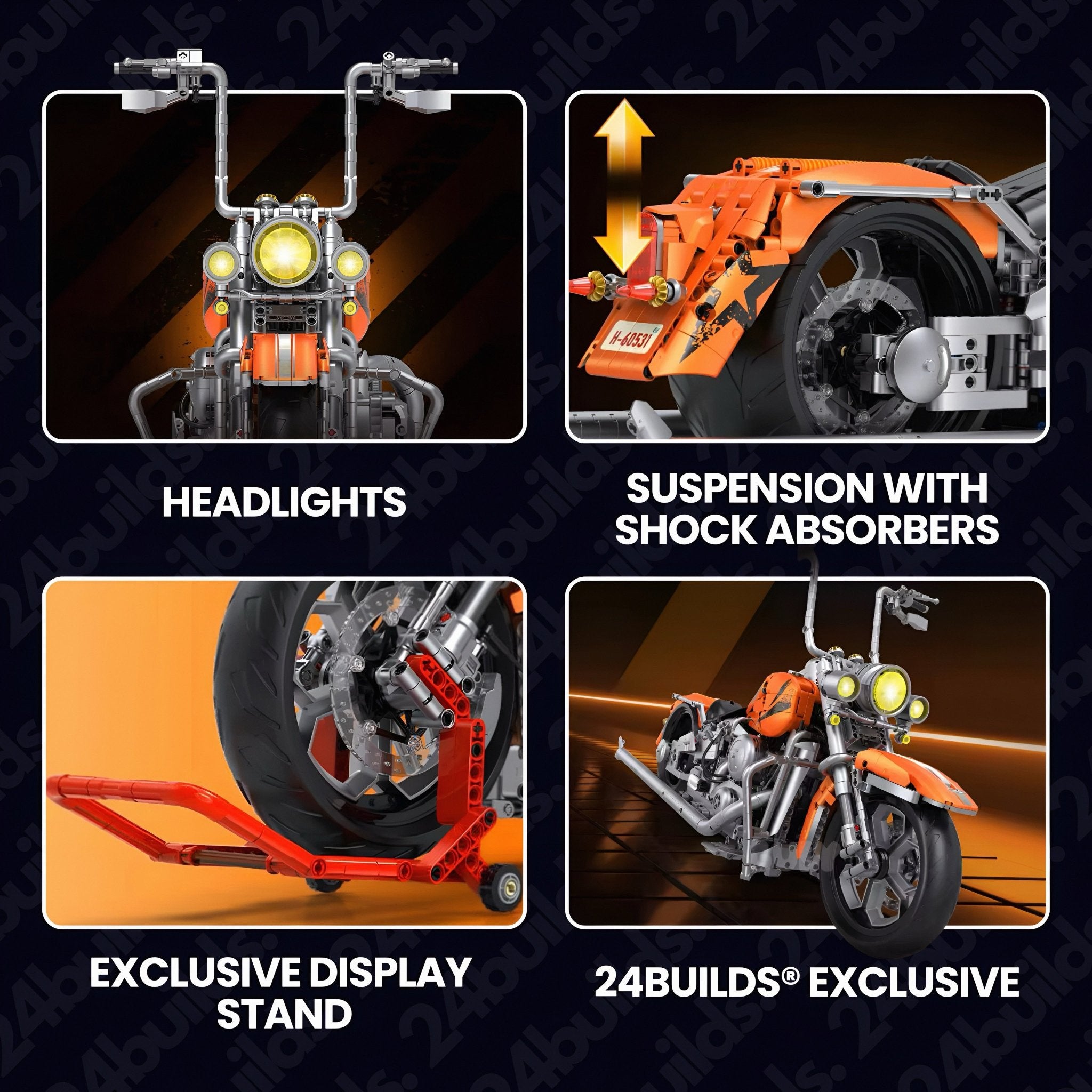 ORANGE FLAME HEAVY - DUTY MOTORBIKE | 2394PCS - BRICKS LAB
