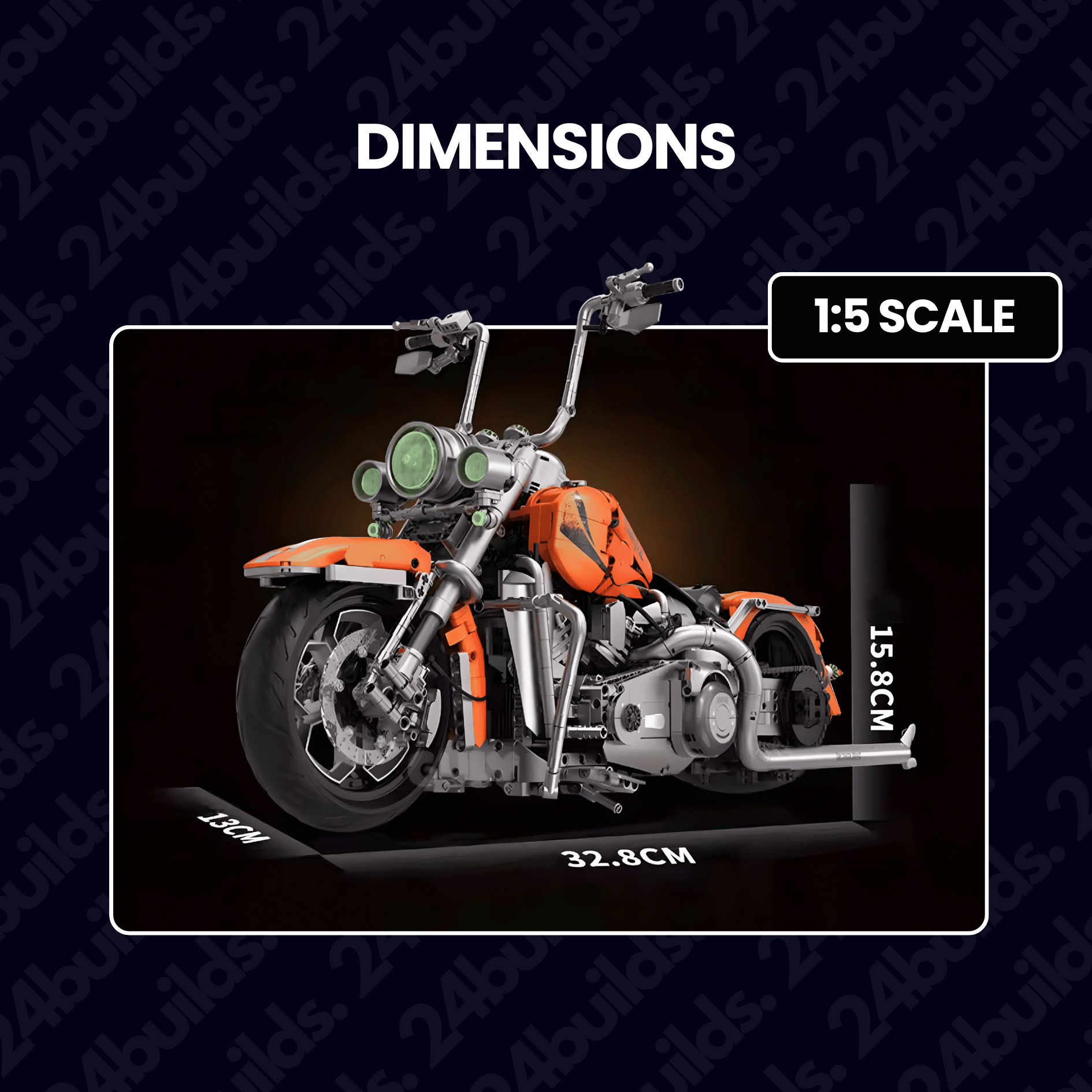 ORANGE FLAME HEAVY - DUTY MOTORBIKE | 2394PCS - BRICKS LAB