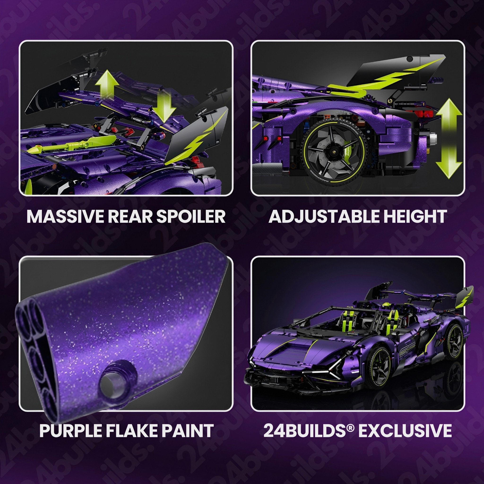 Purple Flake Edition V10 Supercar | 3658pcs - BRICKS LAB
