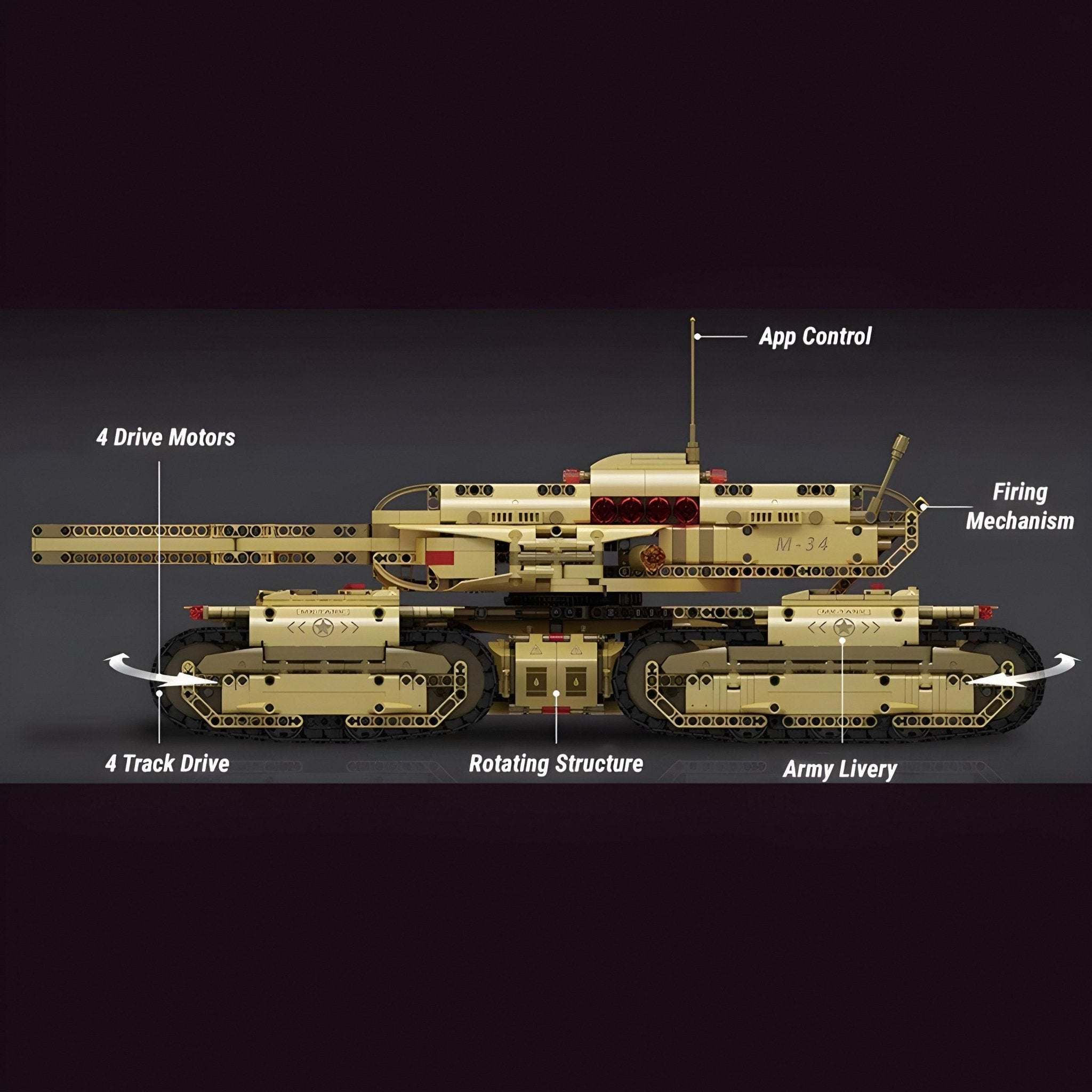REMOTE CONTROLLED ARMY 4 TRACK TANK | 3294PCS - BRICKS LAB