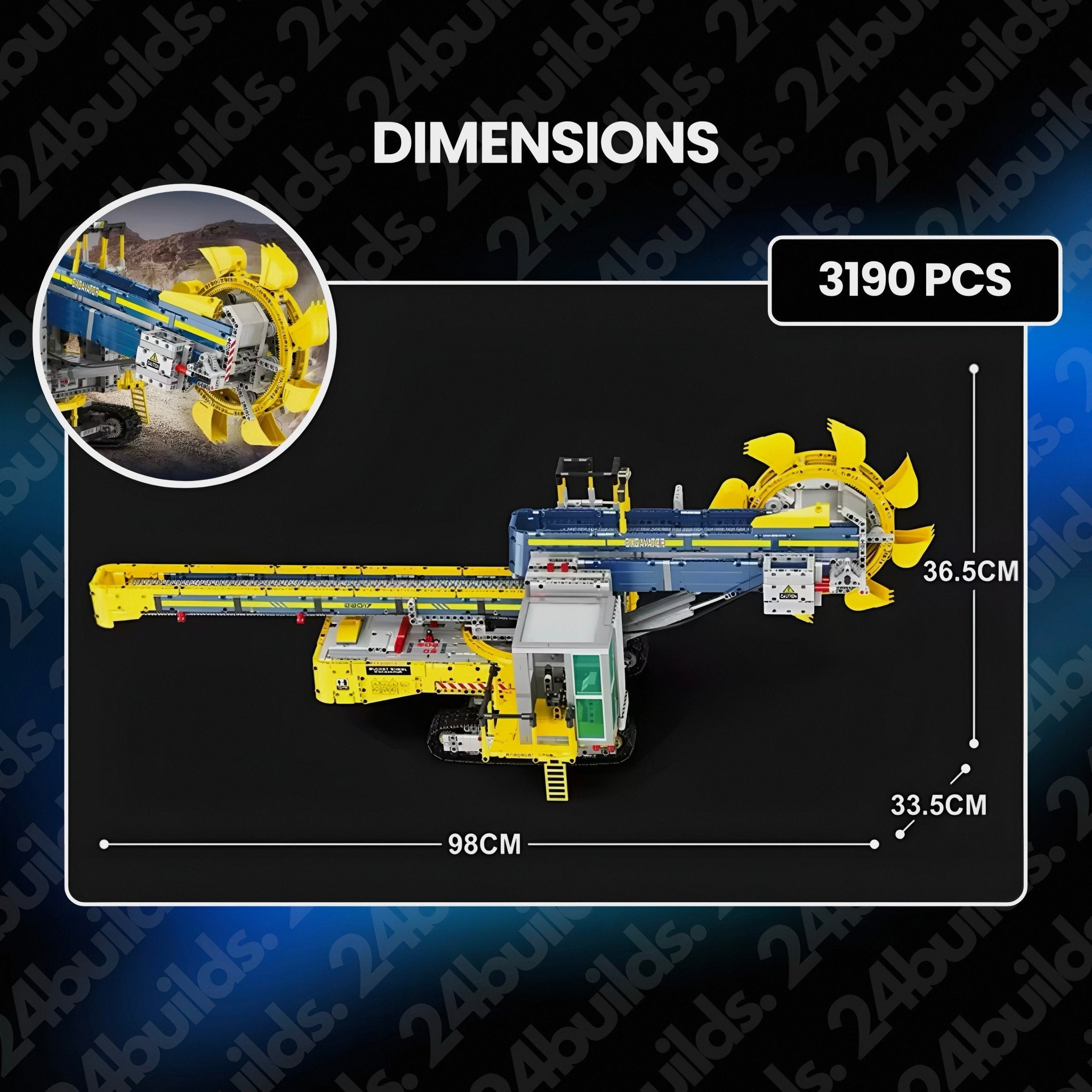 REMOTE CONTROLLED BUCKET WHEEL EXCAVATOR | 3190PCS - BRICKS LAB