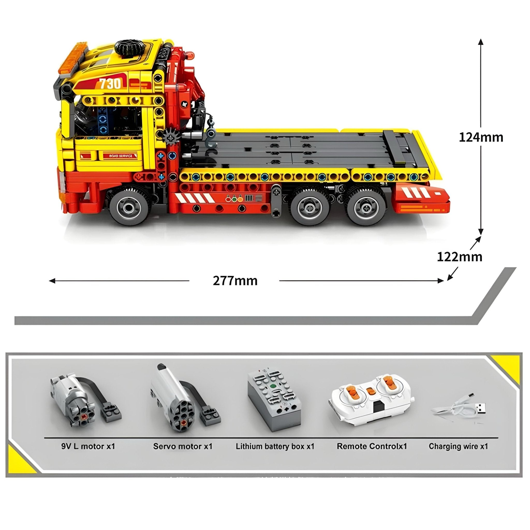 REMOTE CONTROLLED FLATBED TOW TRUCK | 784PCS - BRICKS LAB