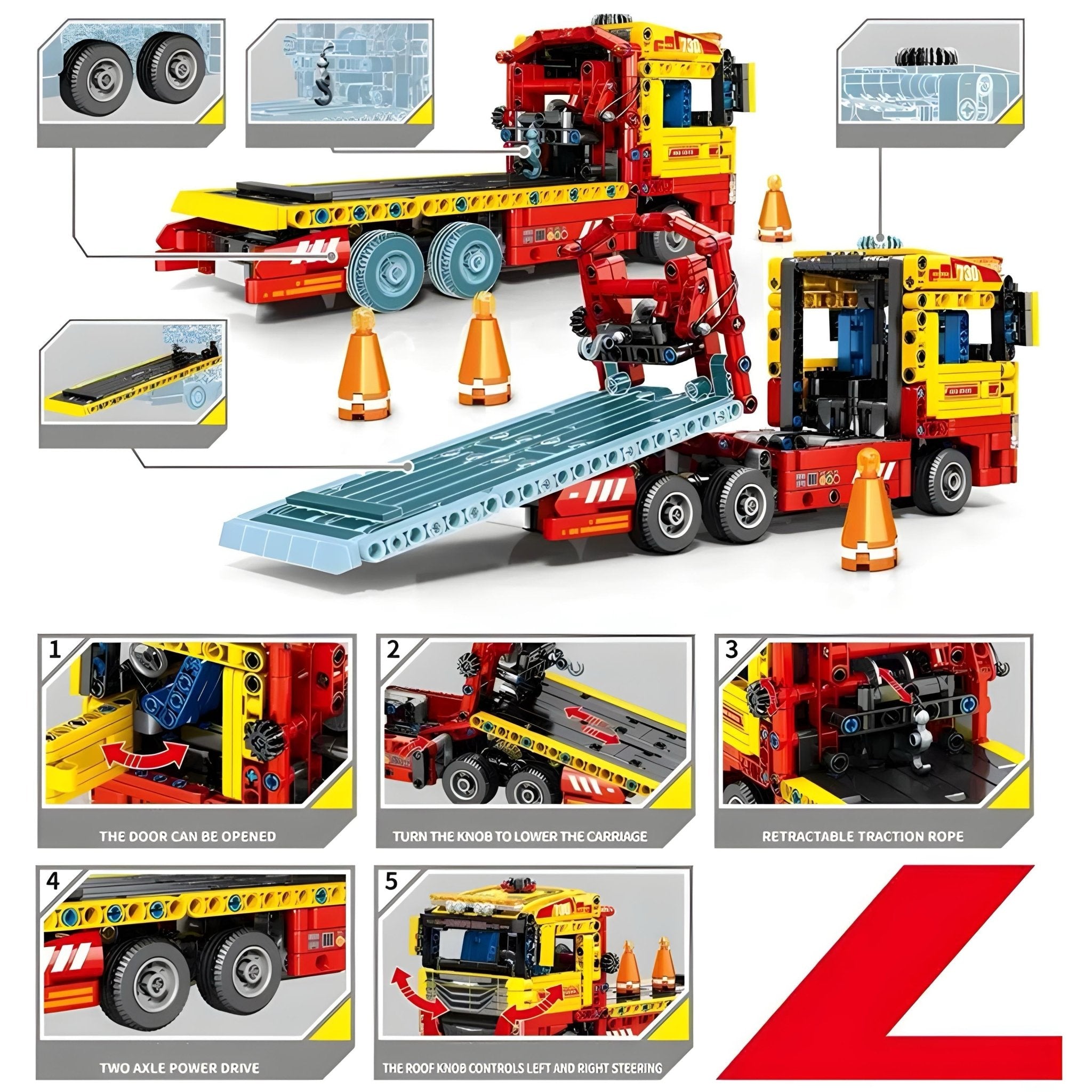 REMOTE CONTROLLED FLATBED TOW TRUCK | 784PCS - BRICKS LAB