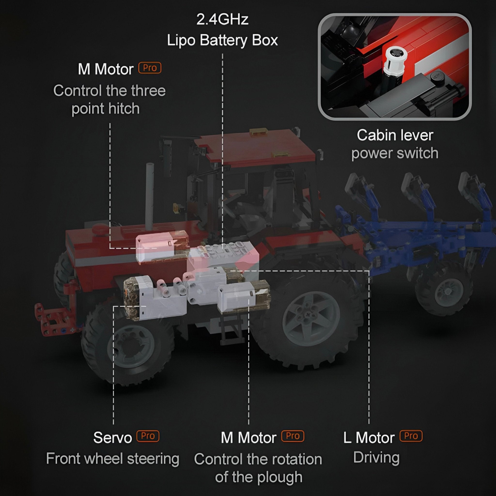 REMOTE CONTROLLED PLOWING TRACTOR | 1676PCS - BRICKS LAB