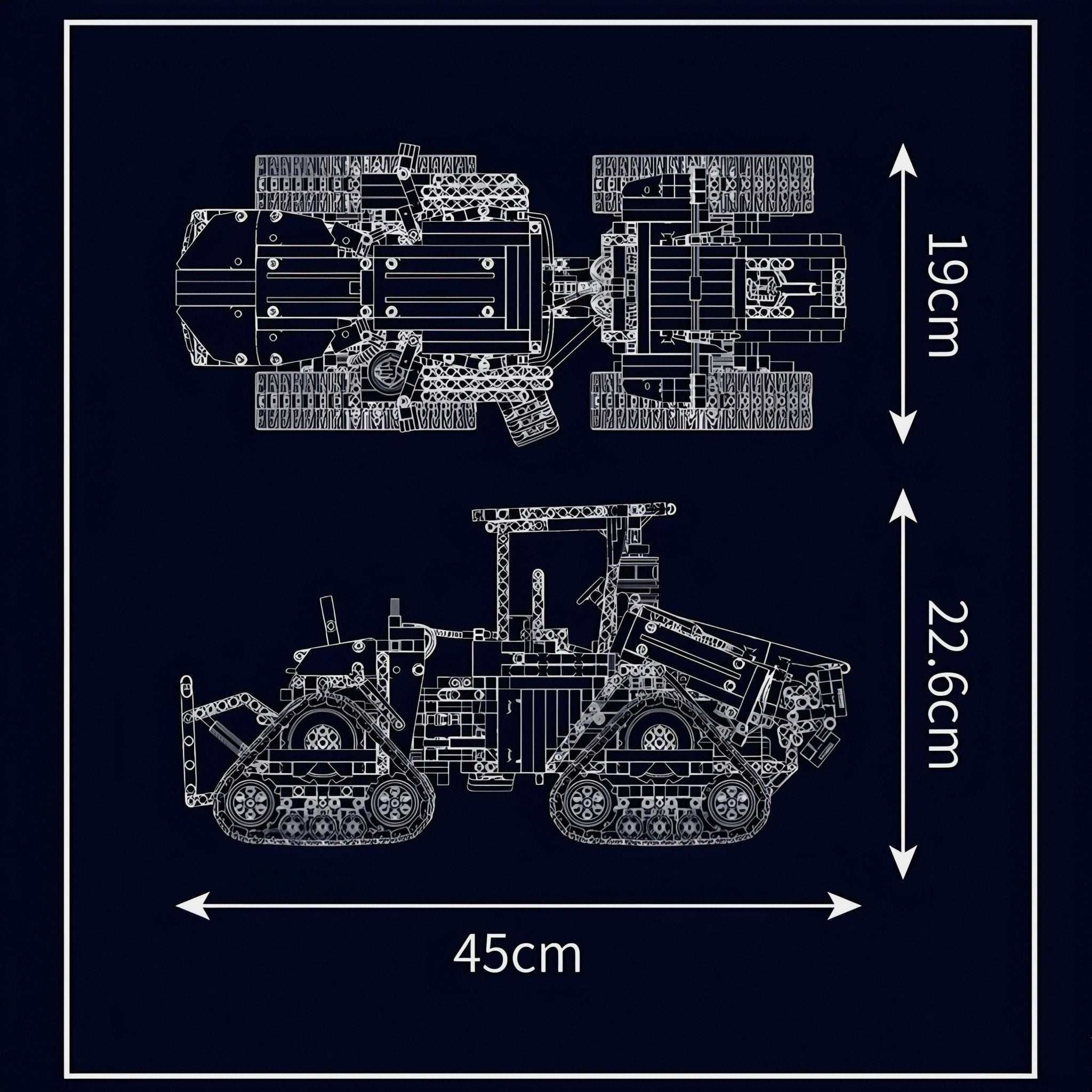 REMOTE CONTROLLED PNEUMATIC CRAWLER TRACTOR | 1697PCS - BRICKS LAB