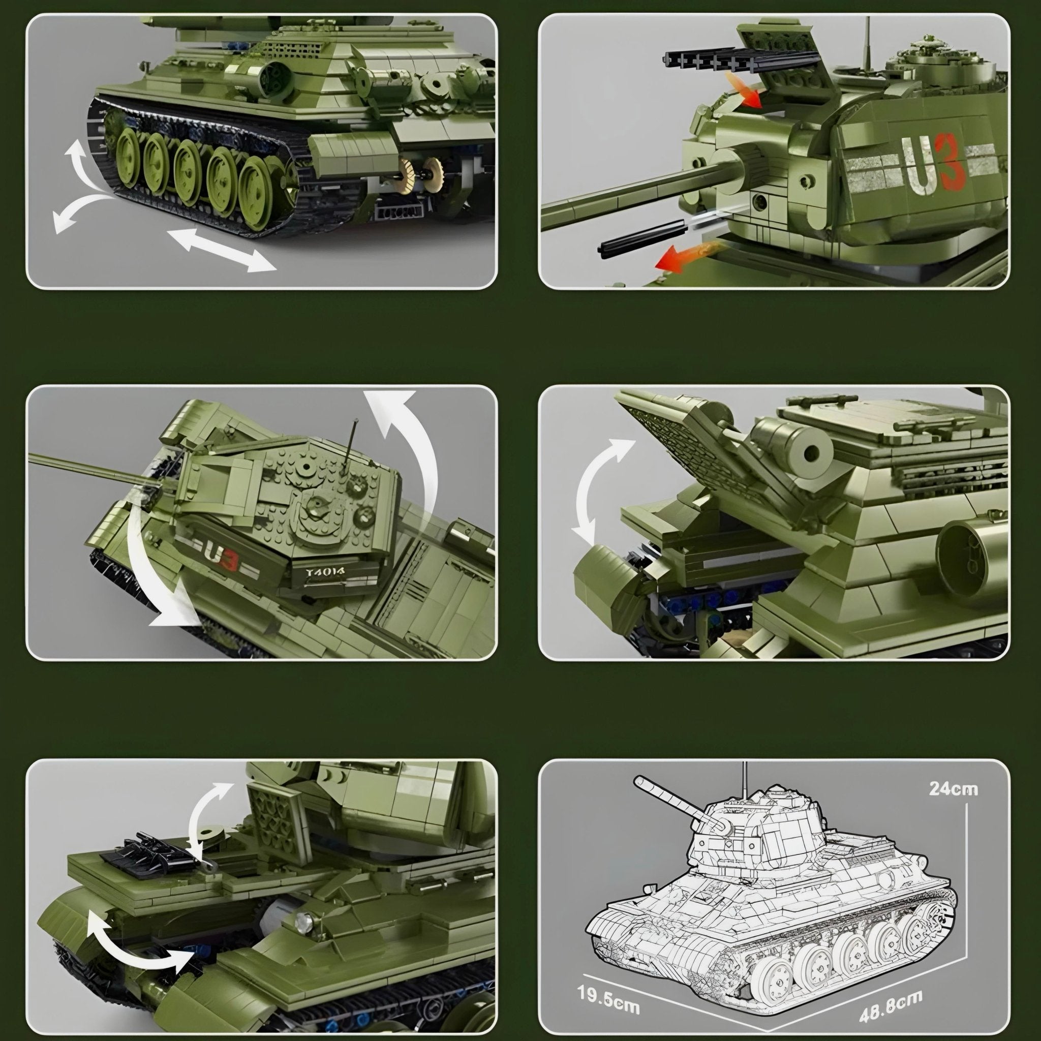REMOTE CONTROLLED T34 TANK | 2052PCS - BRICKS LAB
