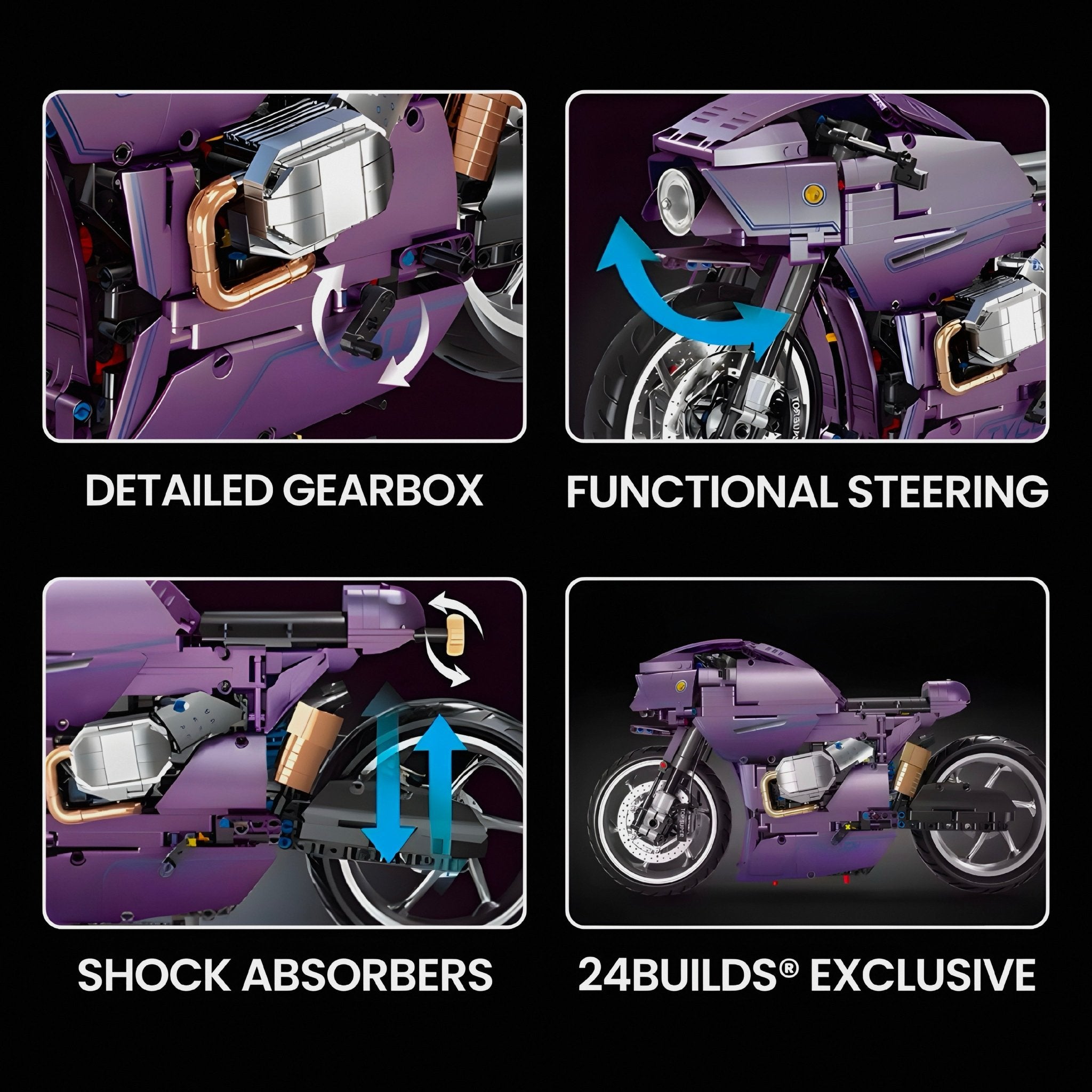 SATIN PURPLE HYPERBIKE | 1446PCS - BRICKS LAB