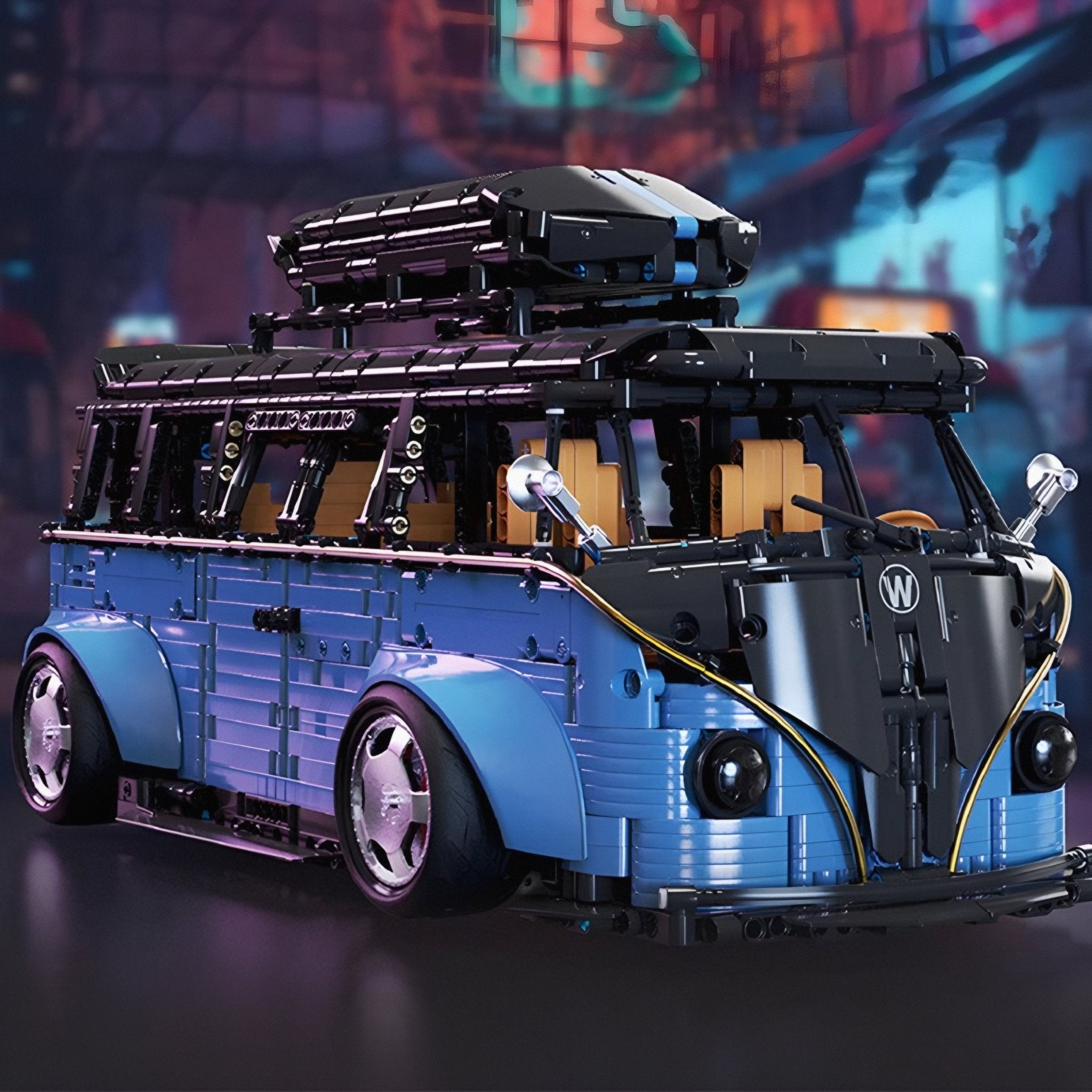 Widebody Satin Blue Campervan | 3298pcs - BRICKS LAB