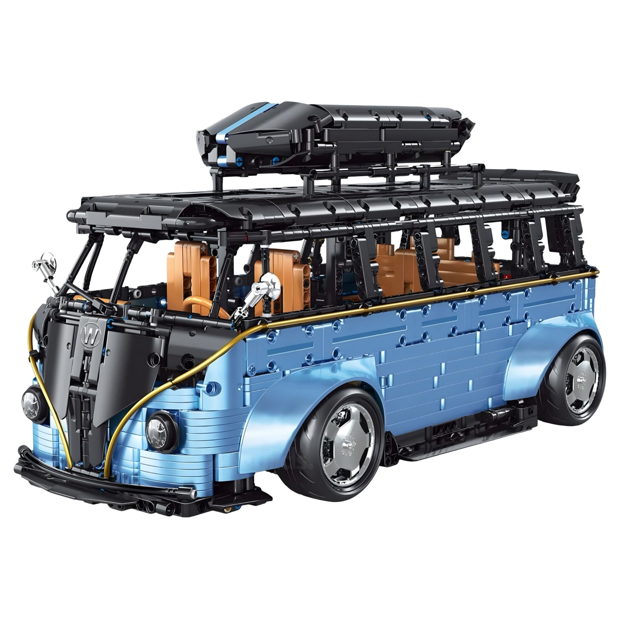 Widebody Satin Blue Campervan | 3298pcs - BRICKS LAB