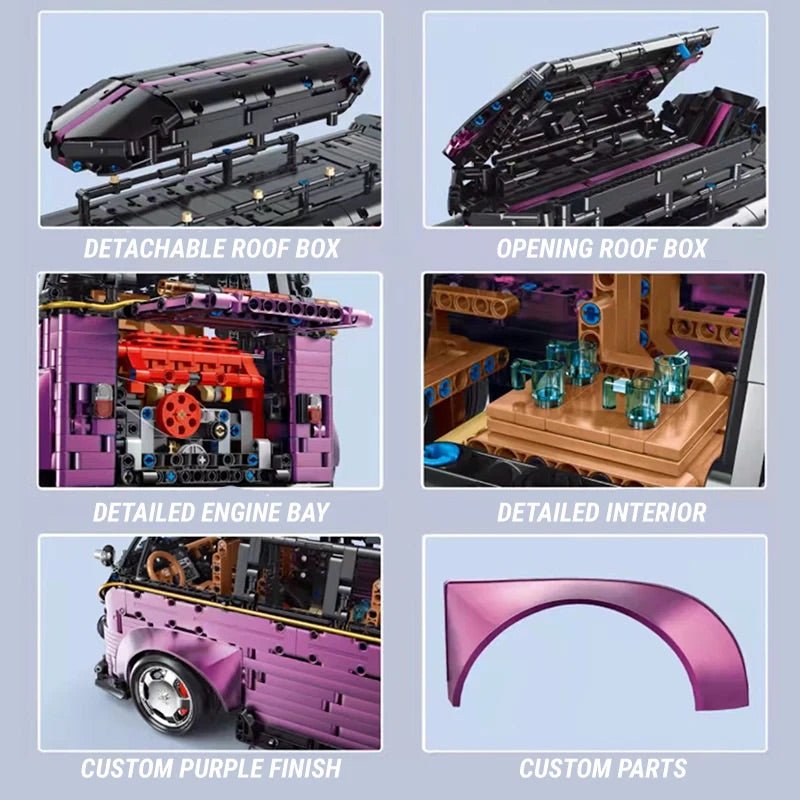 Widebody Satin Purple Campervan | 3298pcs - BRICKS LAB